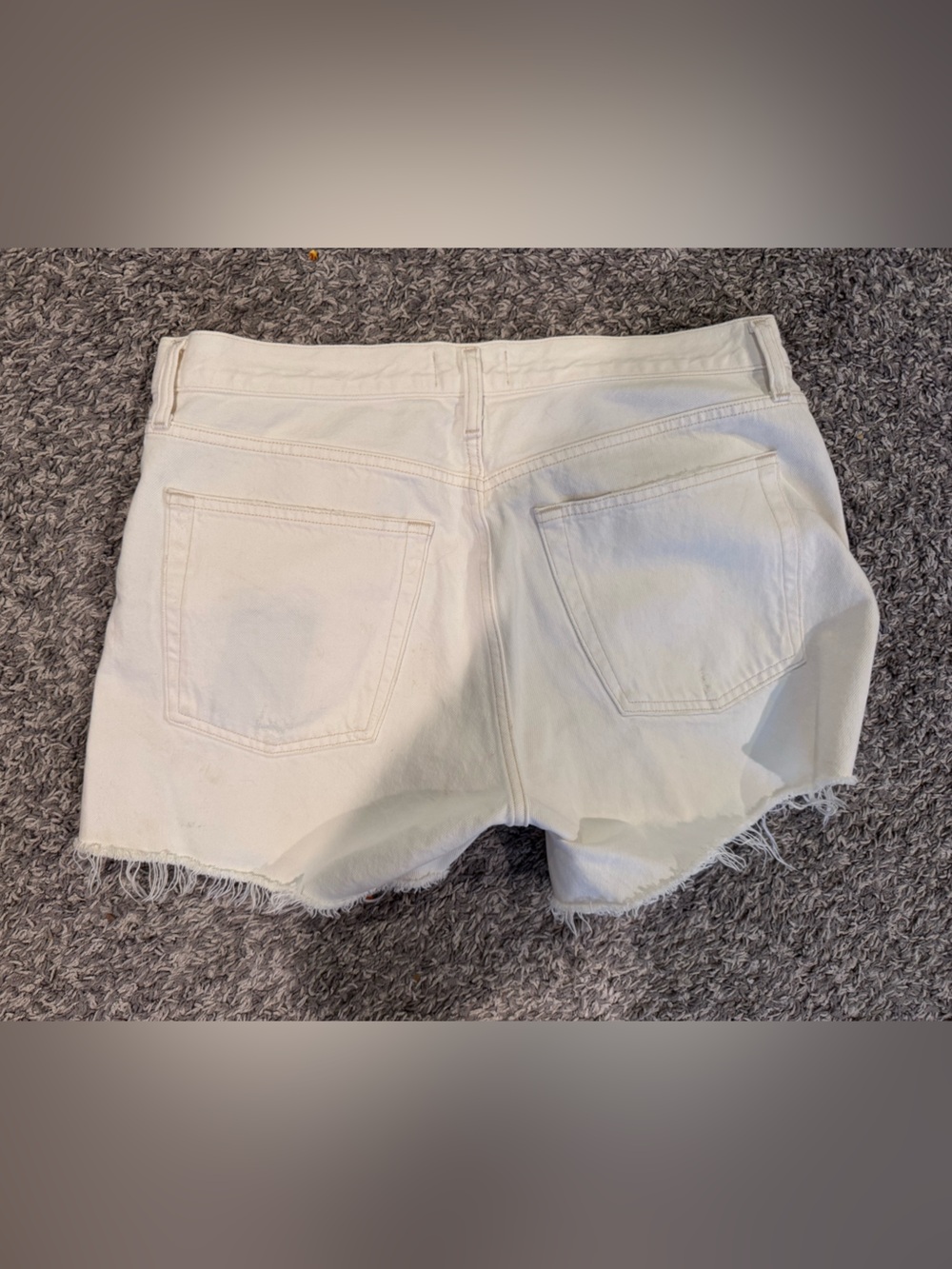Agolde White Frayed Hem Denim Shorts - Picture 2 of 3